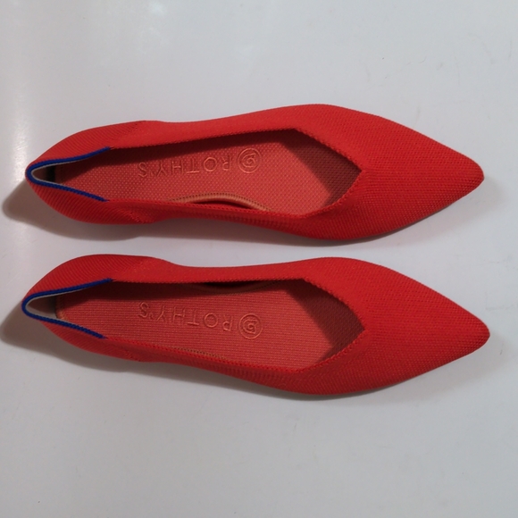 ROTHY'S THE POINT FLAME RED FLAT SHOES - Picture 4 of 16